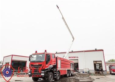 หกที่นั่ง 39 Ton 8x4 High Spraying Water Tower Fire Truck 25m Working Height