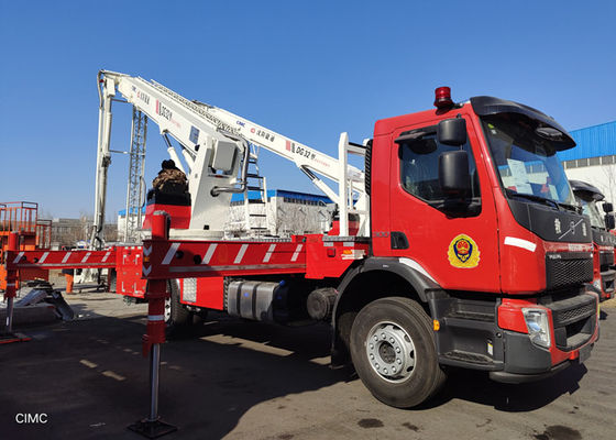 85km / H 315L แพลตฟอร์มบันไดเลื่อนทางอากาศรถดับเพลิง 2 Up Telescopic Boom